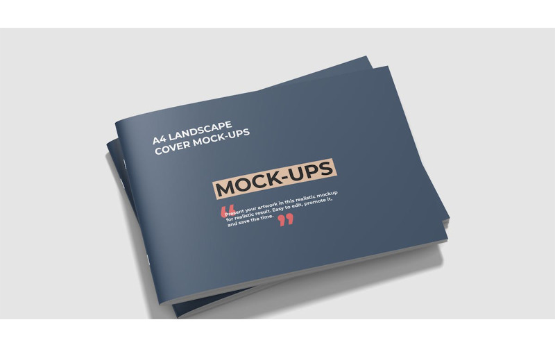 Brochure orizzontale con copertina A4 Mockup
