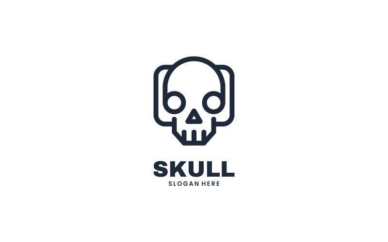Estilo de logotipo de arte de linha de caveira
