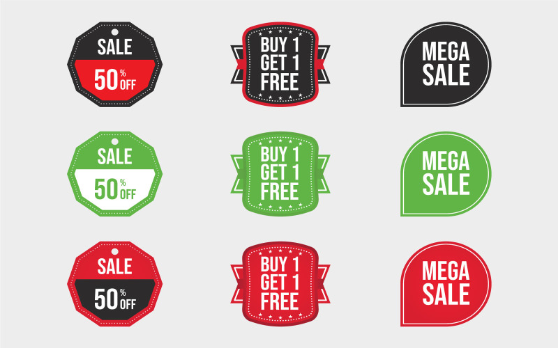 Verkoop Korting Badge Set Vector Element