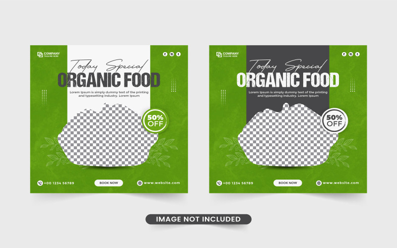 Banner di social media del menu di alimenti biologici