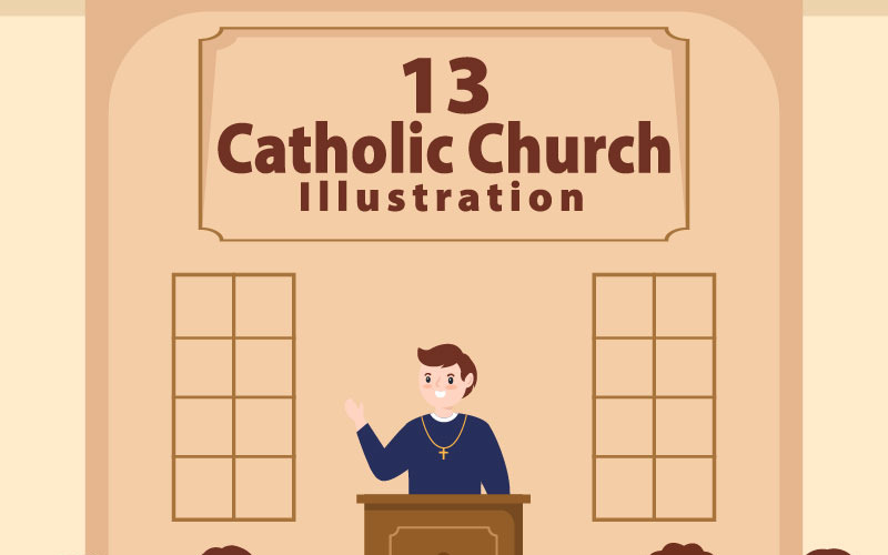 13 Catedral Igreja Católica Ilustração