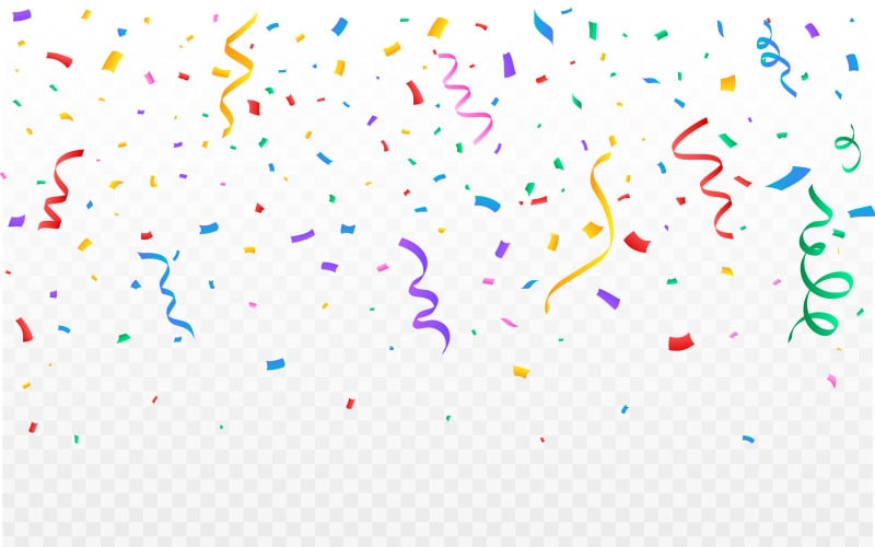 Confete de festa e vetor de fita caindo