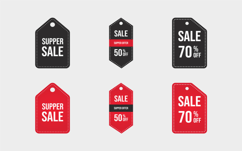 黑色和红色超级销售标签矢量