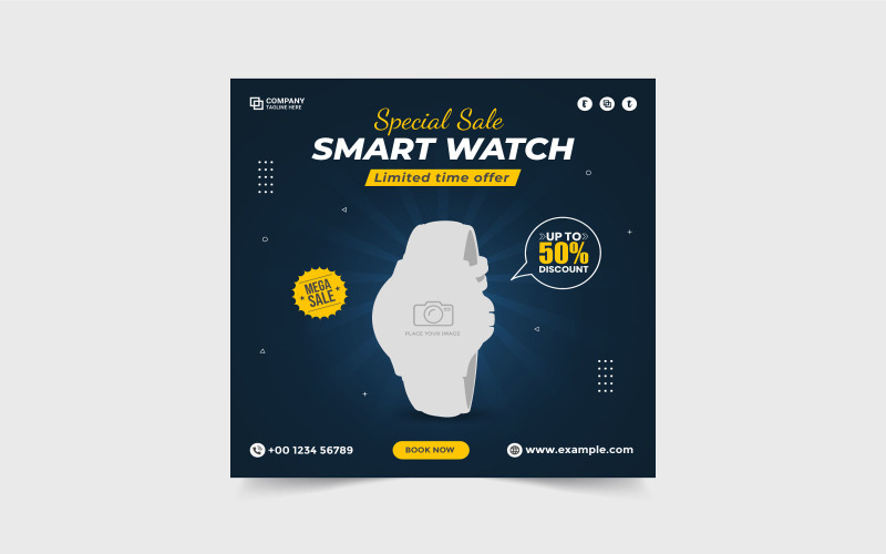 Vetor de postagem de mídia social do produto Smartwatch