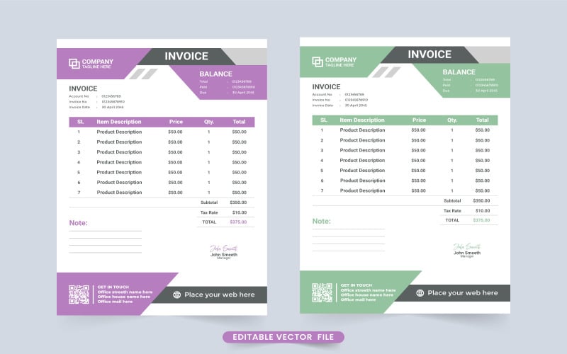 Digital Invoice Template Decoration #294459 - TemplateMonster