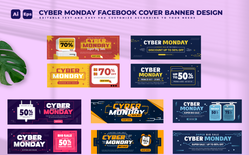 Modèle de conception de bannière Cyber Monday V1
