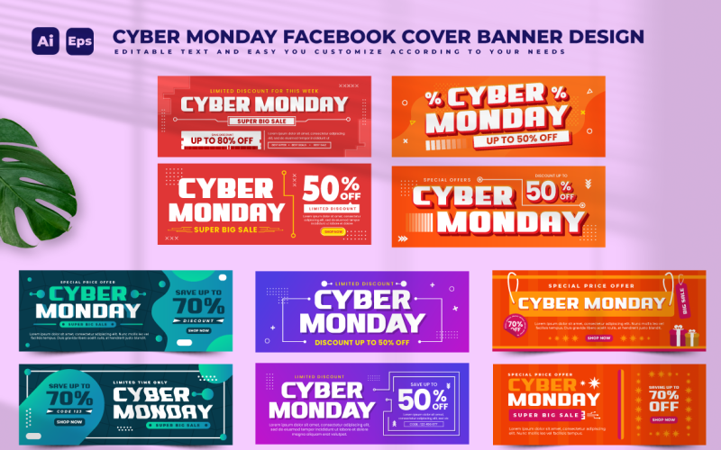 Modèle de conception de bannière Cyber Monday V5