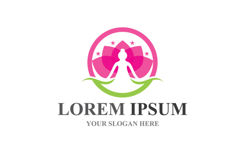 Plantilla de logotipo de diseño de flores de Lotus Yoga salud V10