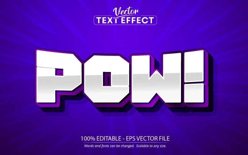 Pow - Effetto di testo modificabile, stile di testo retrò e comico, illustrazione grafica