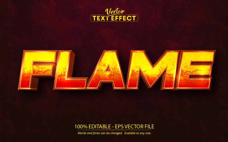 Chama - efeito de texto editável, estilo de texto de textura de fogo brilhante, ilustração gráfica