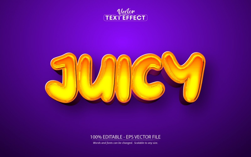 Juicy - szerkeszthető szövegeffektus, rajzfilm és játék szövegstílusa, grafikus illusztráció
