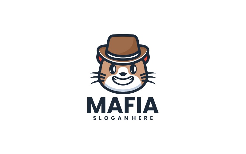 Mafya Kedi Karikatür Logo Stili