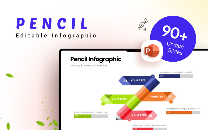 Modelo de apresentação de infográfico de negócios a lápis