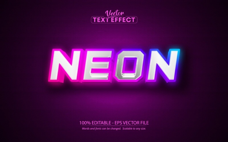 Neon - Bearbeitbarer Texteffekt, Textstil für bunte Neonlichter, Grafikillustration