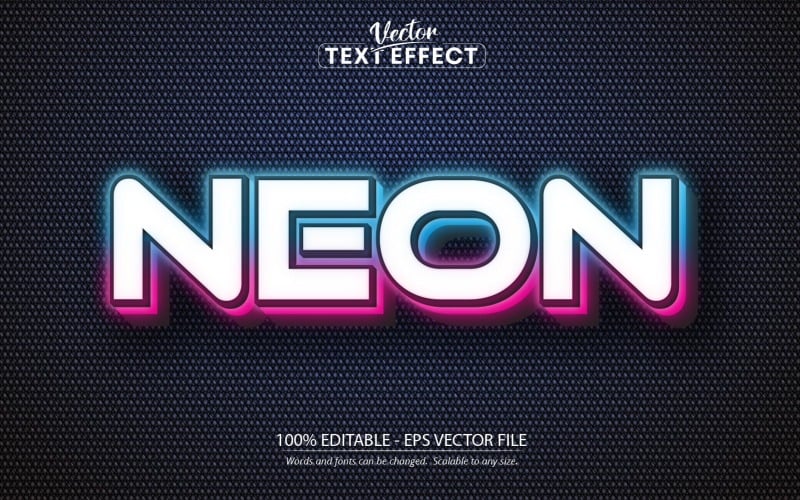 Néon - Effet de texte modifiable, style de texte néon brillant, illustration graphique