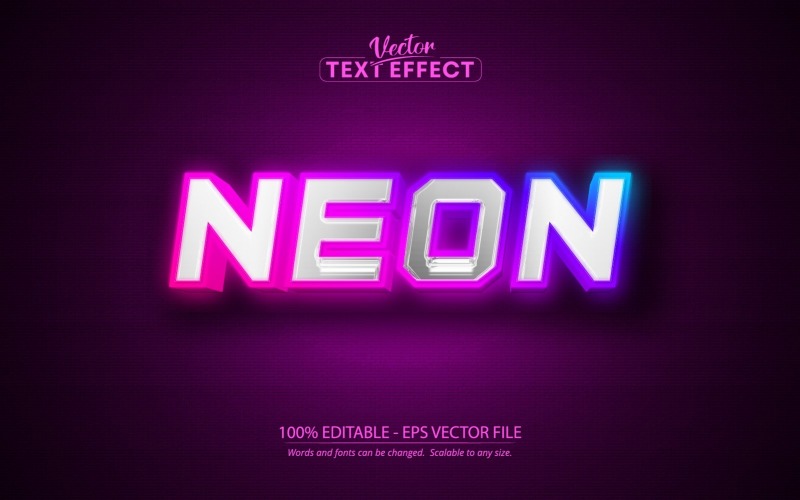 Neon – szerkeszthető szöveghatás, színes neonfények szövegstílusa, grafikus illusztráció