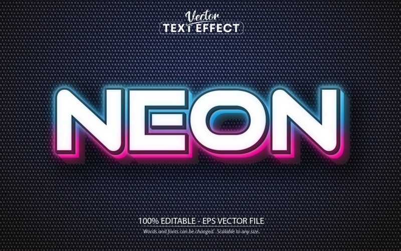 Neon - upravitelný textový efekt, styl textu lesklé neonová světla, ilustrace grafiky