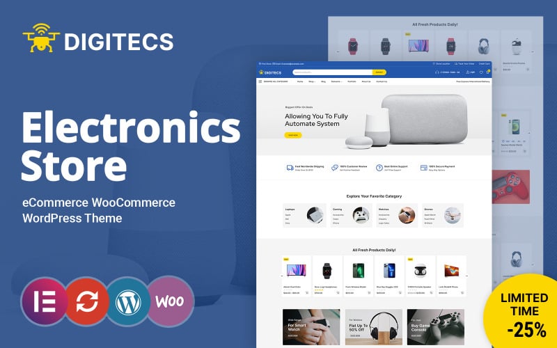 Digitecs - электроника и мобильная тема WooCommerce