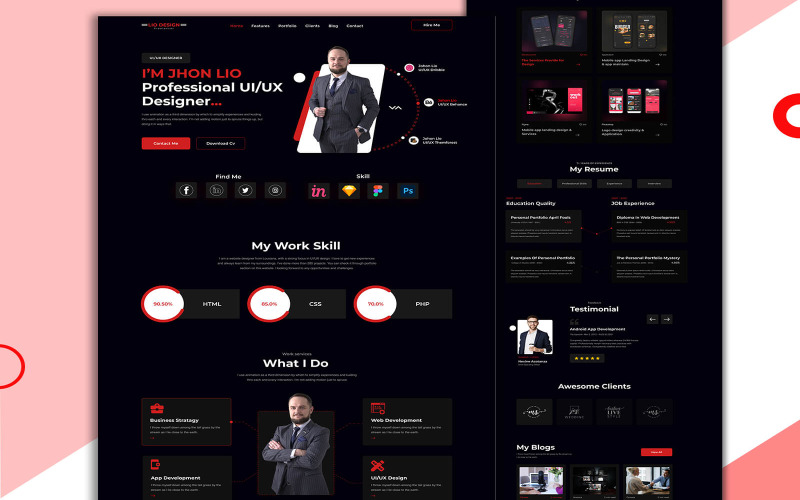 Lio Design - HTML5-sjabloon voor persoonlijke portfolio's