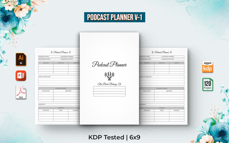 Planificador de podcast editable - KDP Interior V-1
