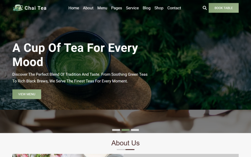 Chai Tea - Modello di sito Web HTML5 per negozio di tè