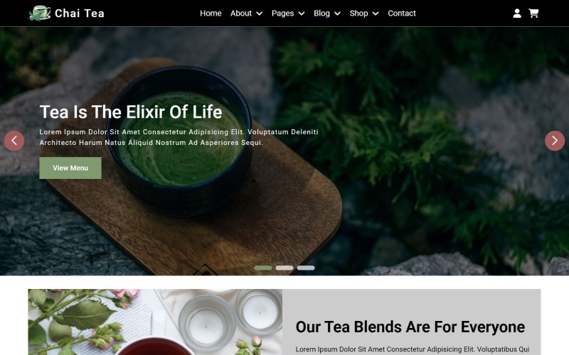 Chai Tea - Plantilla de sitio web HTML5 para tienda de té