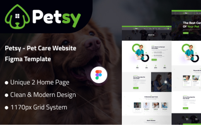 Petsy - Modèle d'interface utilisateur pour animalerie Pet Care