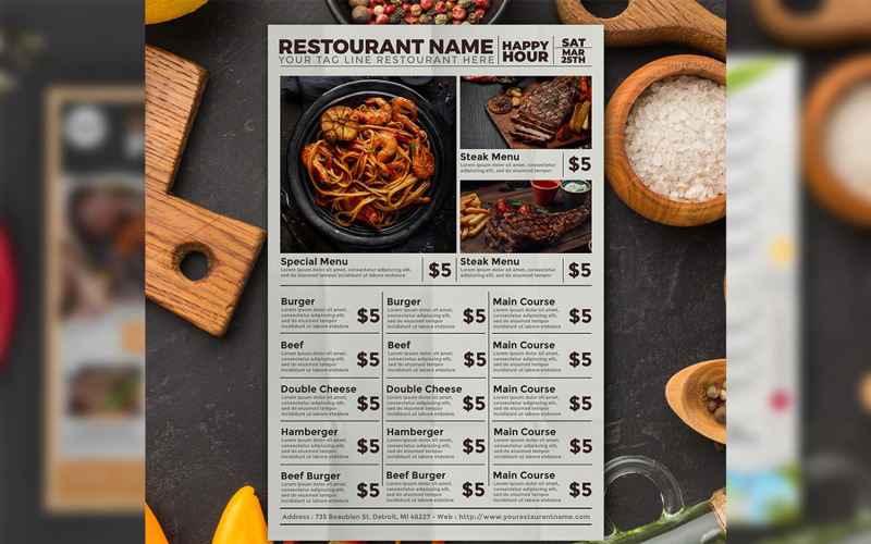 Restaurant menu double side Menu