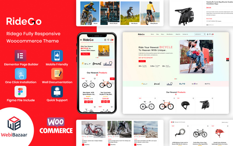 RideGo - Tema de WordPress Elementor para bicicletas y motocicletas