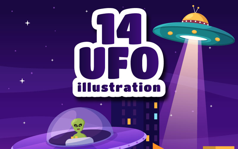 14 UFO Fliegendes Raumschiff Illustration