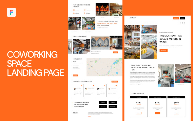 Page de destination de l'espace de coworking