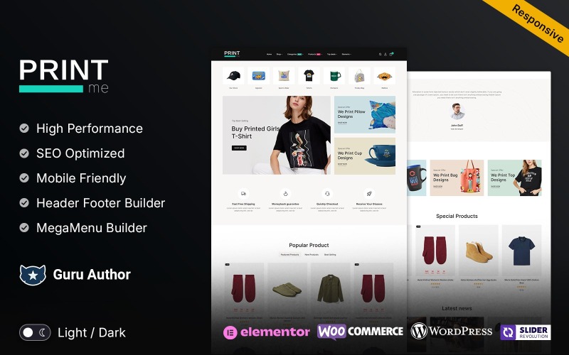 Printme - Thème WooCommerce Elementor réactif polyvalent pour les services d'impression