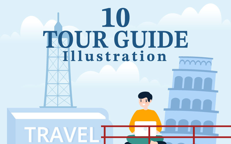 10 Przewodnik turystyczny i ilustracja wycieczki