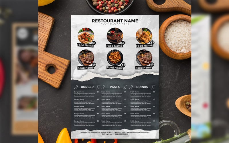 Restaurant Menu Flyer Template #11 #295214 - TemplateMonster