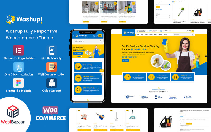 Washup - Home Cleaning & Essential Cleaning Tools WooCommerce Theme