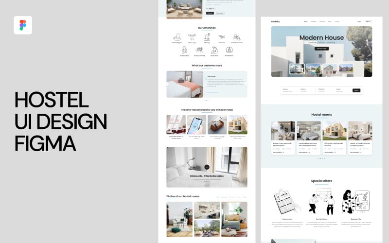 Hostel UI Design Figma Weboldal