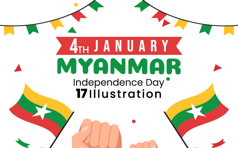 17 Ilustración del Día de la Independencia de Myanmar