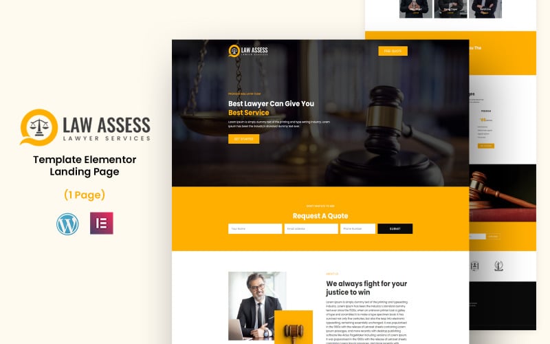 Law Assess - Юридическая служба Elementor Landing Page