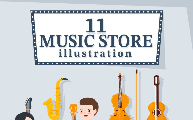 11 Müzik Mağazası İllüstrasyonu