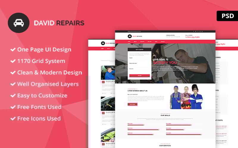 PSD шаблон сайта David Repairs