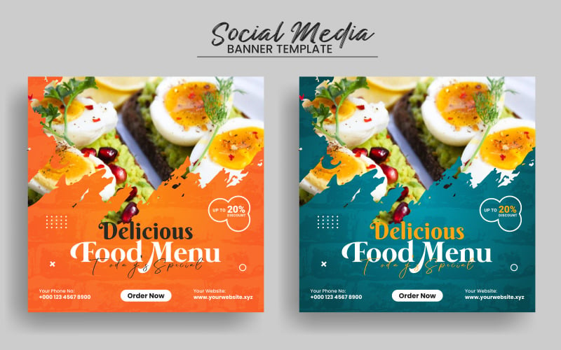 Banner de publicación de redes sociales de menú de comida
