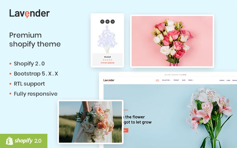 Lavendel - Das E-Commerce-Design von Shopify für Blumen und Valentinsgrüße