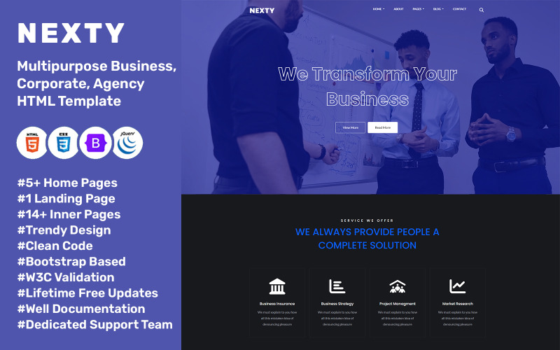 Nexty - Mehrzweck-HTML-Vorlage für Unternehmen, Unternehmen und Agenturen
