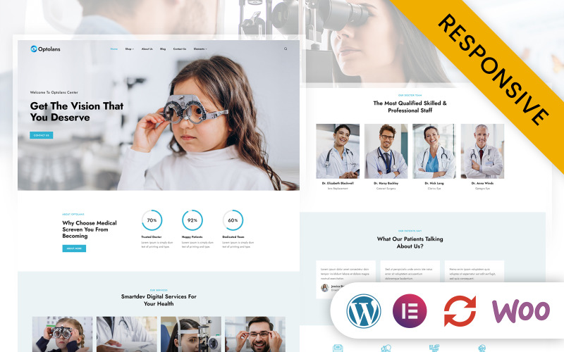 Optolans - Thème WordPress Elementor pour clinique d'optique et de soins oculaires