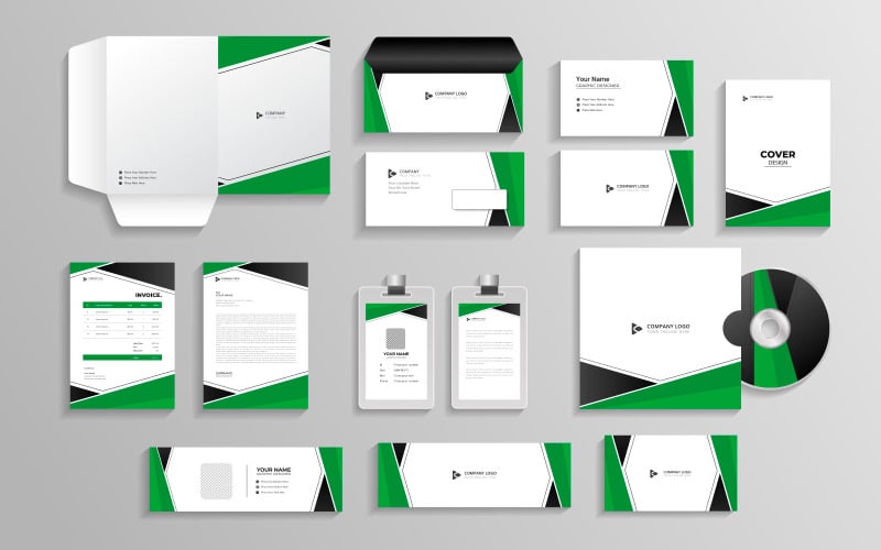 Corporate branding identitet med kontorspapper objekt set