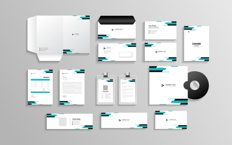 带有办公文具的企业品牌标识