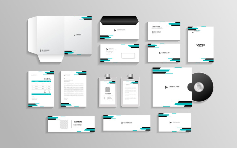 Identidade de marca corporativa com artigos de papelaria de escritório