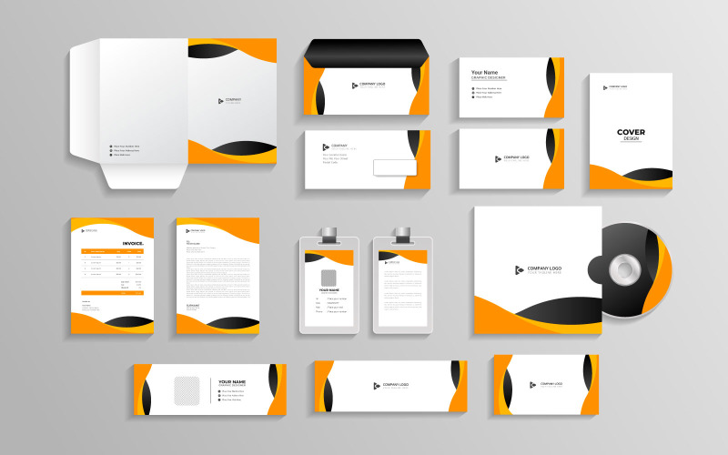 Identité de marque d'entreprise avec ensemble d'articles de papeterie de bureau