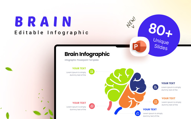 Plantilla de presentación infográfica de negocios cerebrales
