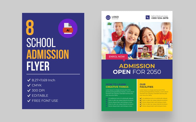 Paquete de folletos de admisión a la escuela para niños